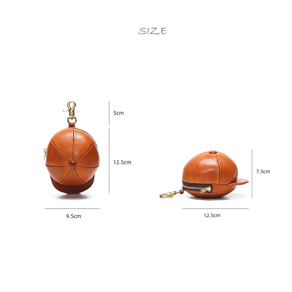 Vegetable Tanned Leather Baseball Cap Purse for AirPods – Brown, Coffee, Black, Amy Green detail image 2