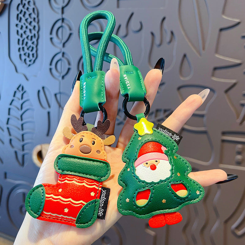 Christmas Santa & Reindeer Vegan Leather Bag Charms with Gift Box (Set of 2) detail image 2