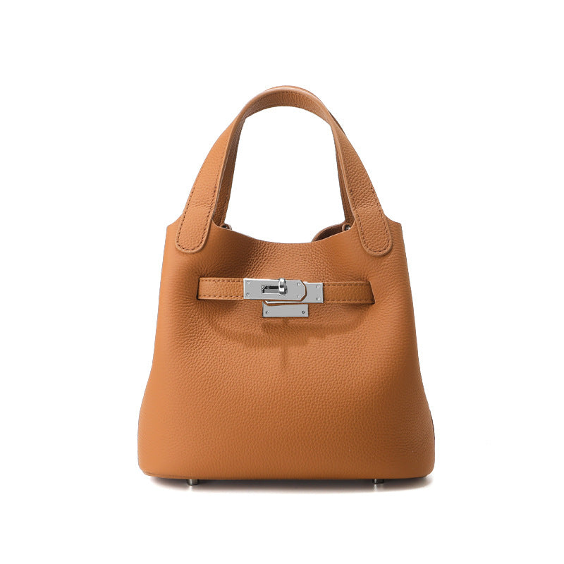 Small Pebbled Leather Handbag with Silver Hardware and Adjustable Strap product image 1
