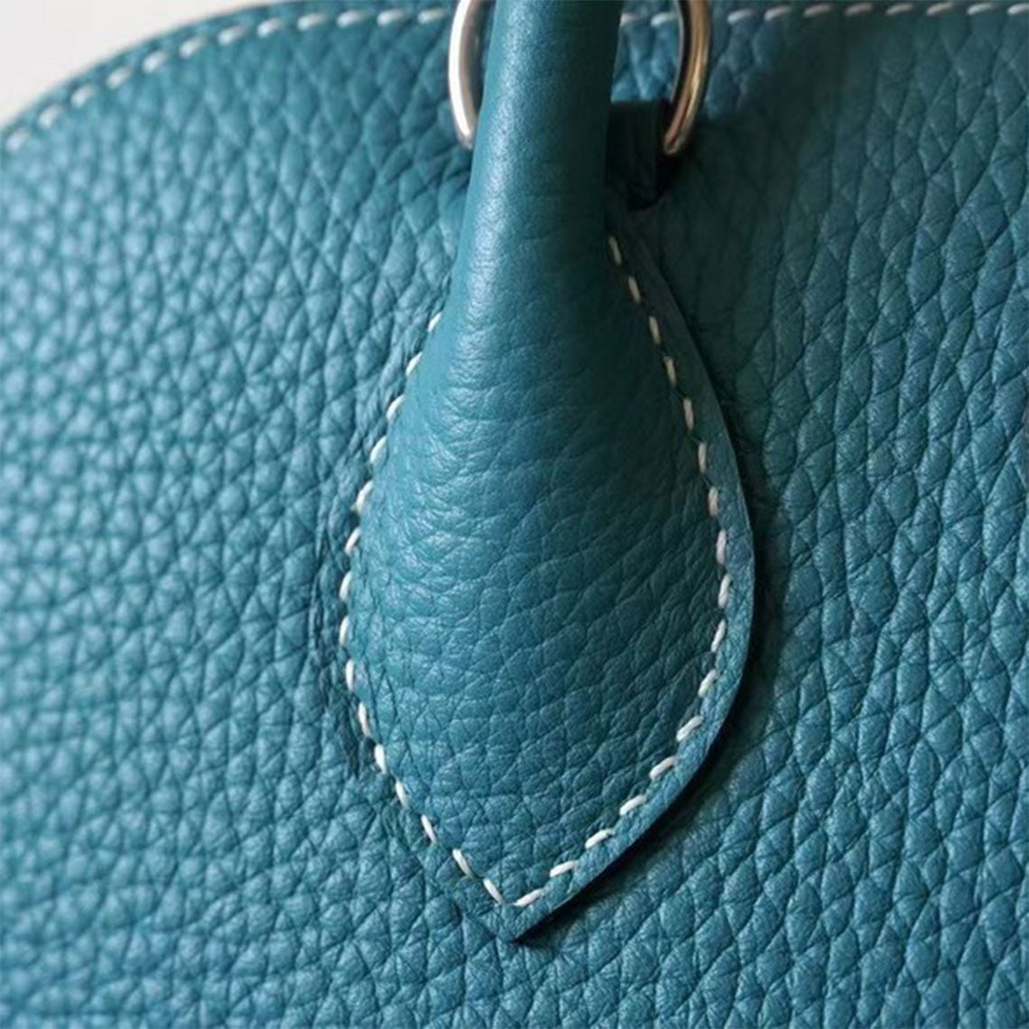 Top Grain Leather Boli Handbag in Blue, Black, Taupe, Gold Brown detail image 1
