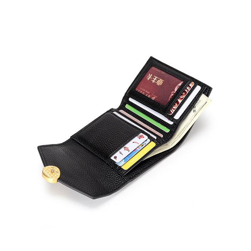 Crocodile Pattern Top Grain Leather Short Wallet Purse detail image 4