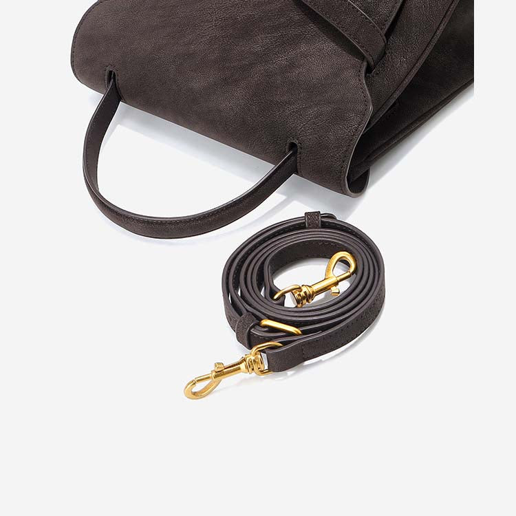 Classic Medium Leather Satchel with Top Handle and Crossbody Strap detail image 13