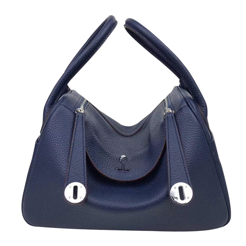 Pebbled Grain Leather Shoulder Bag with Silver Hardware – Medium and Large Sizes detail image 9