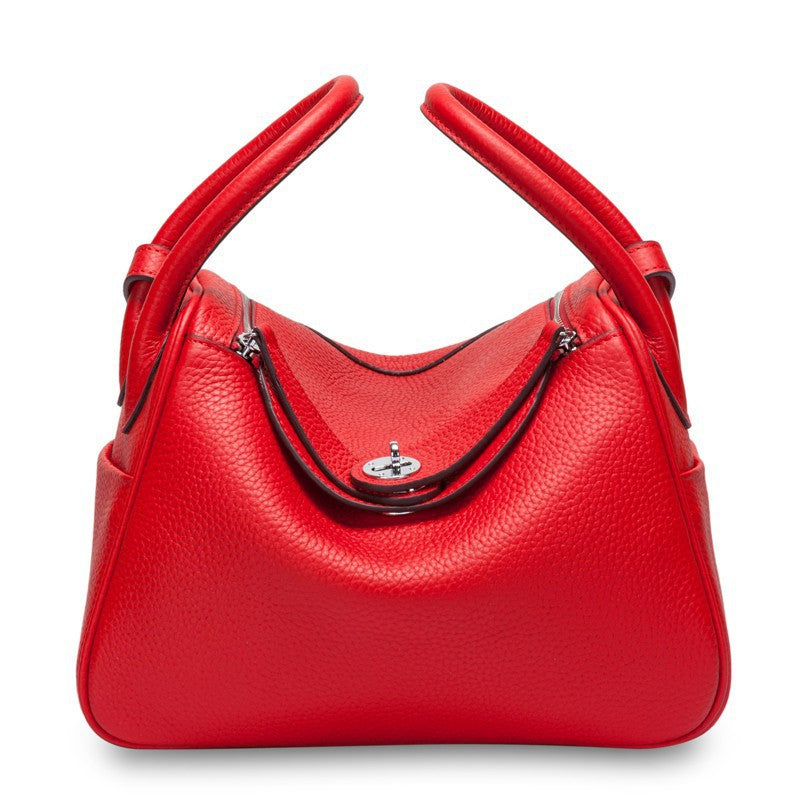 Pebbled Grain Leather Shoulder Bag with Silver Hardware – Medium and Large Sizes detail image 14
