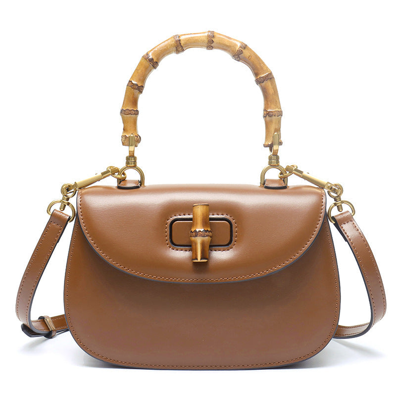 Genuine Leather Retro Bamboo Top Handle Mini Bag detail image 9
