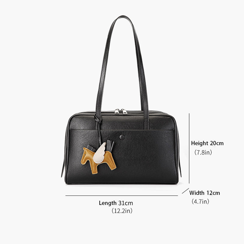 Top Grain Leather Boston Bag Large Capacity Laptop Bag detail image 3