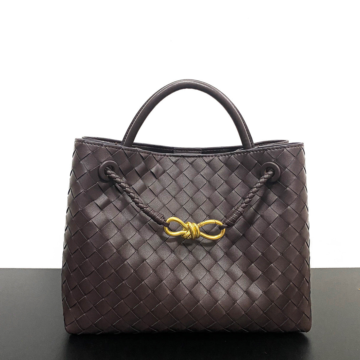Woven Leather Tote Bag - Retro Knot Shoulder Bag & Handbag detail image 7