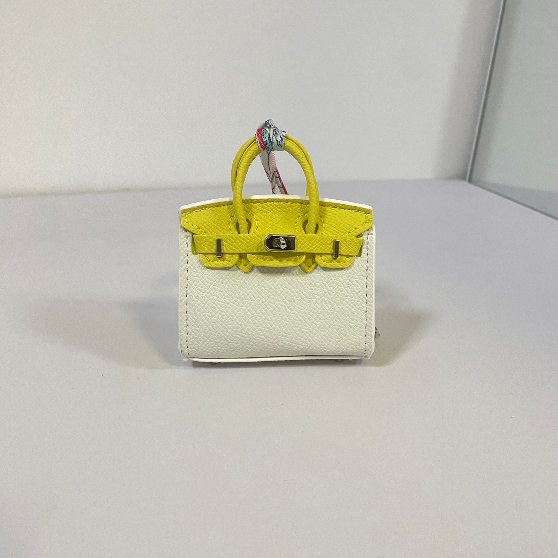 Mini Top Handle Bag Charm Keychain with AirPods Holder in PU Leather, 8cm Wide, Multi-Color Options detail image 13