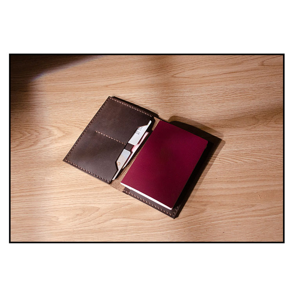 HandsewGift Crazy Horse Leather Passport Travel Wallet DIY Kit detail image 5
