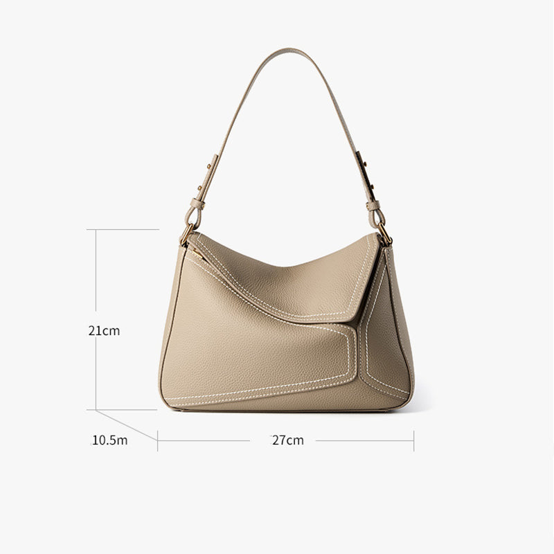 Top Grain Leather Geometric Panel Bag with Detachable Straps detail image 1
