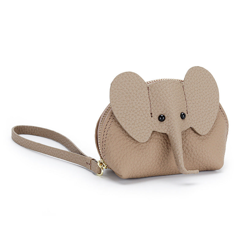 Cartoon Elephant Change Purse Top Grain Leather Card Holder detail image 6