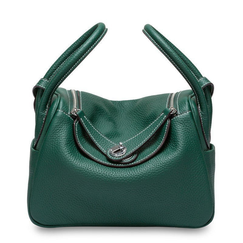 Pebbled Grain Leather Shoulder Bag with Silver Hardware – Medium and Large Sizes detail image 15