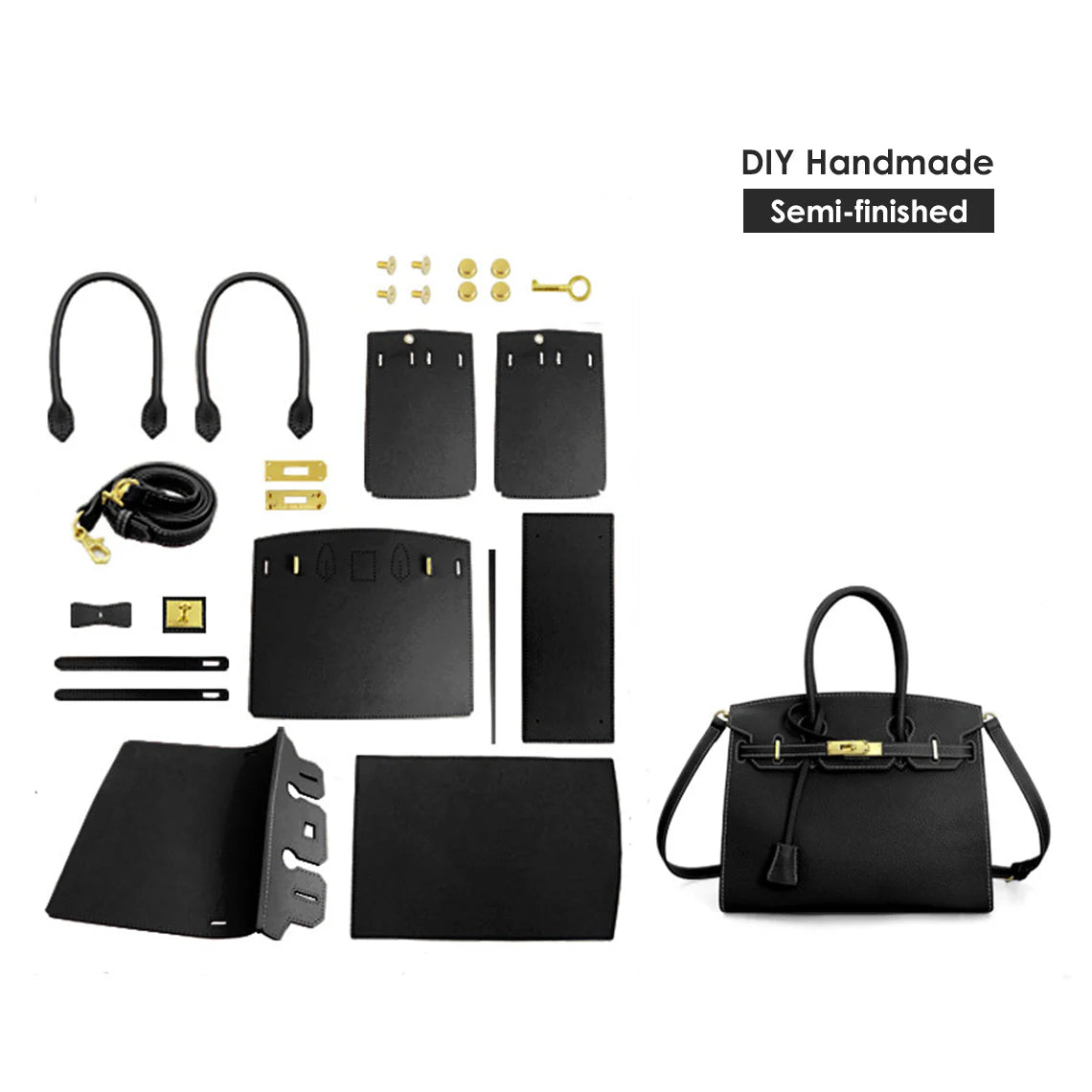 Sellier Leather Handbag DIY Kit – Top Grain, Pre-Cut & Pre-Punched detail image 1
