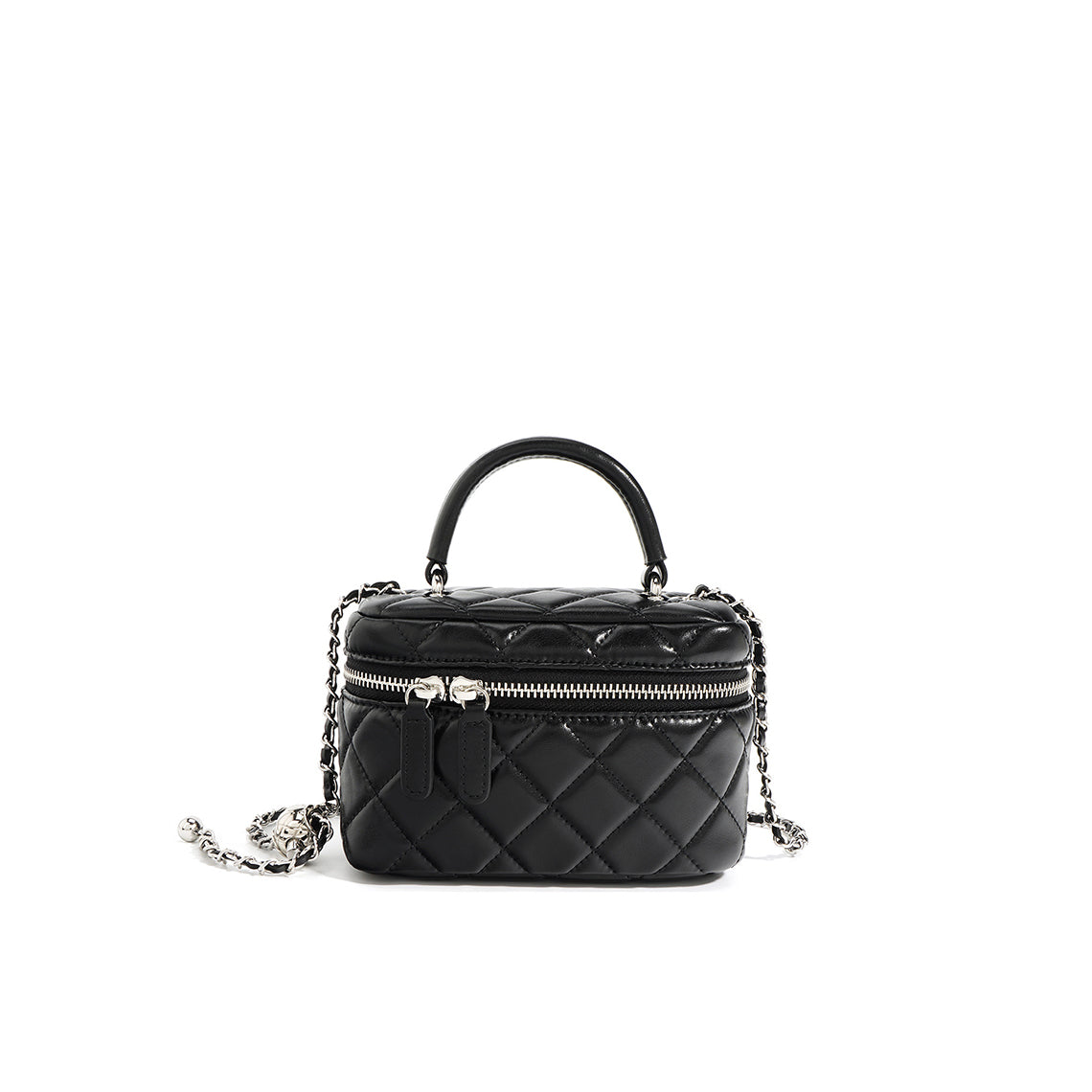 Quilted Leather Mini Box Bag with Chain Strap product image 1