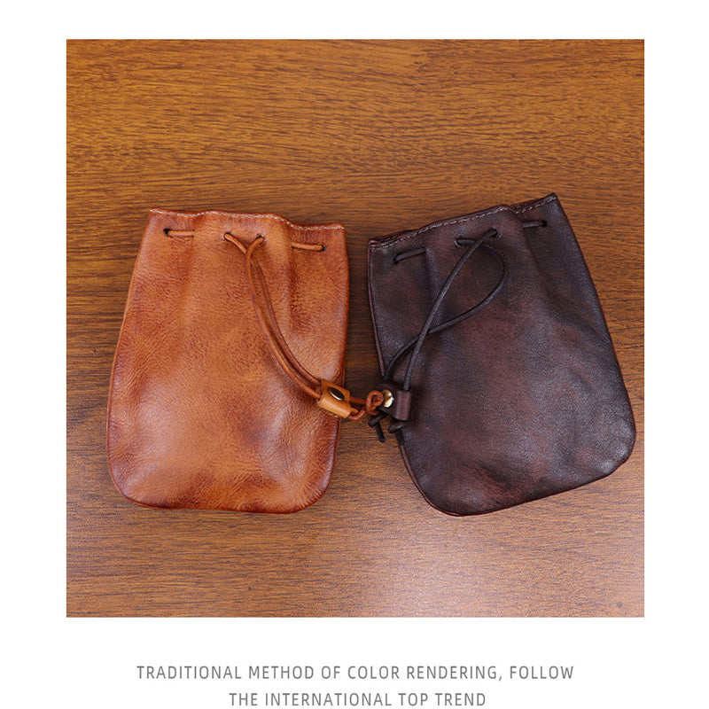 Vegetable Tanned Leather Coin Purse Wallet – Brown/Coffee detail image 4