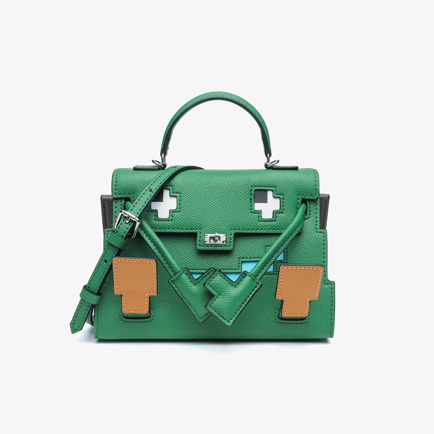 Picto Doll Bag Charm in Fine Embossed Grain Leather detail image 13