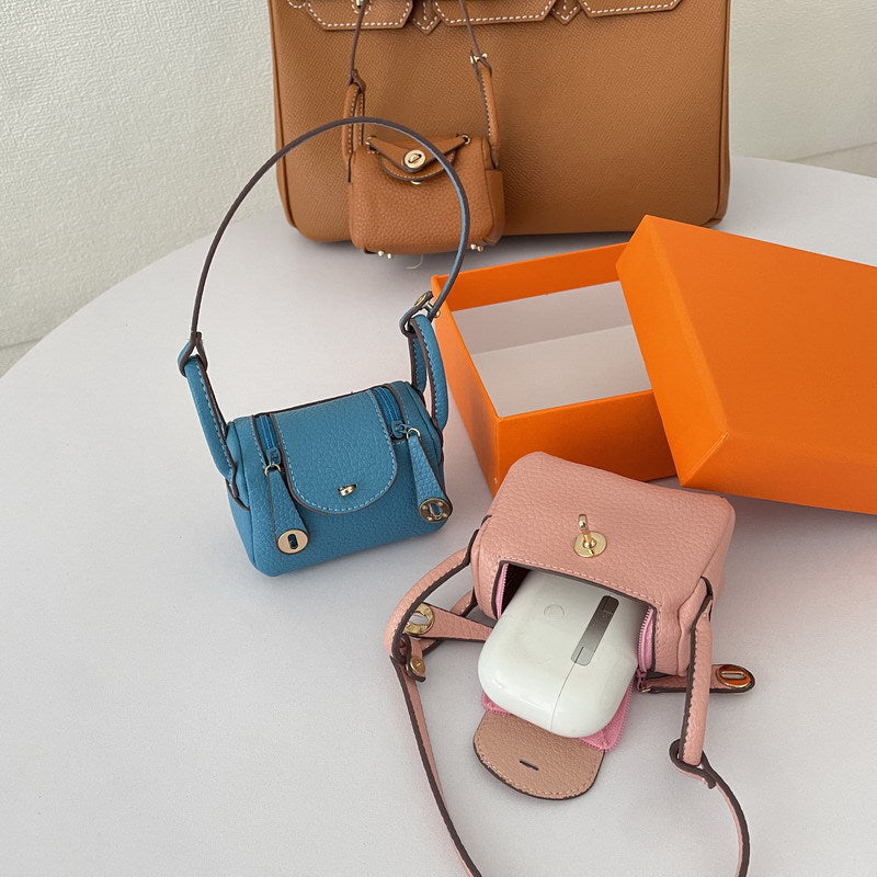 Mini Shoulder Bag Charm Keychain PU Leather Earphone Storage detail image 2