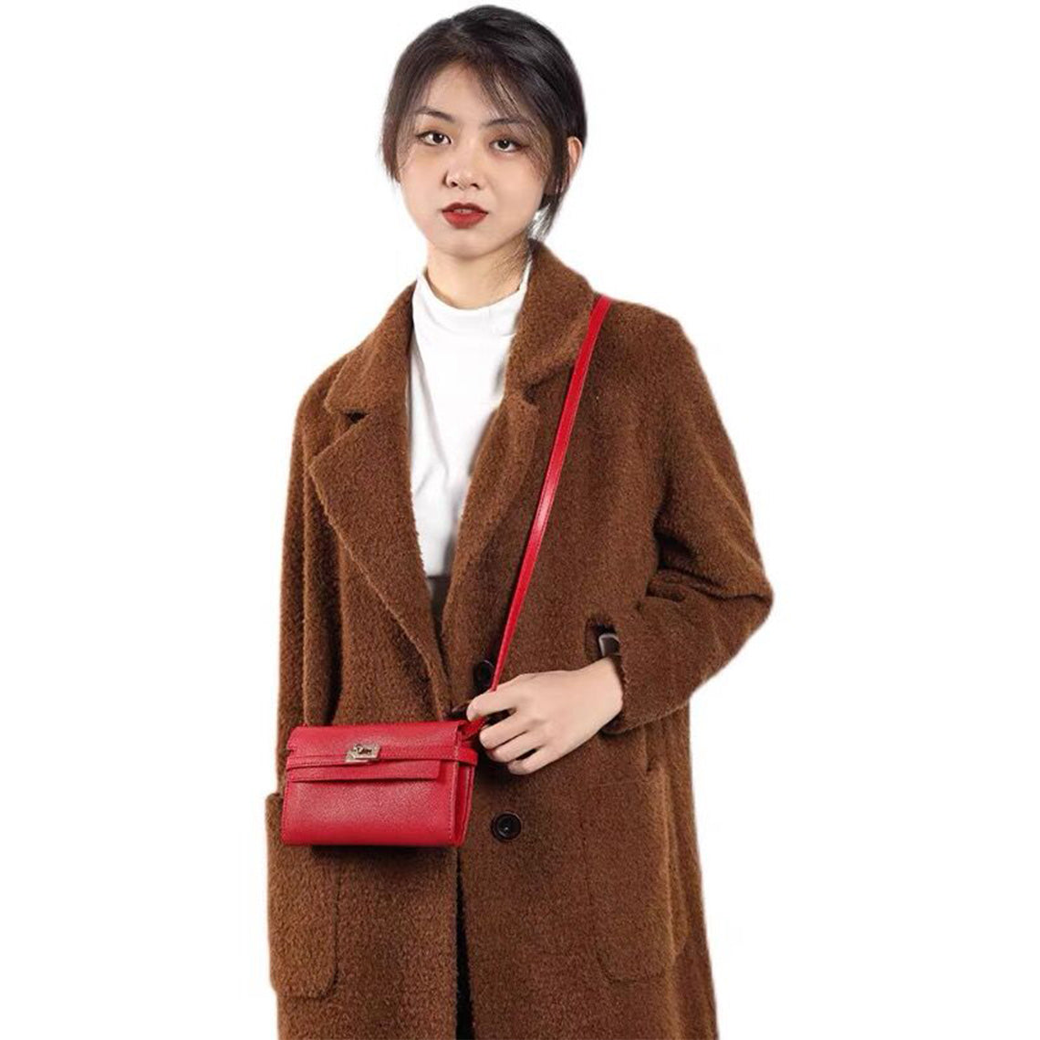 Top Handle Bag & Long Wallet DIY Leather Sewing Kit – Brown, Red, Grey detail image 10