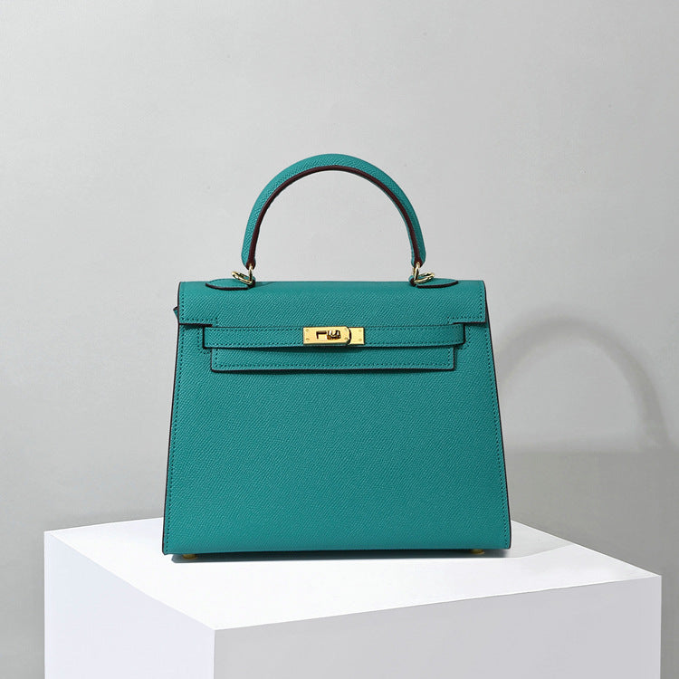 Top Handle Leather Handbag with Detachable Strap – 4 Sizes, 29 Colors detail image 5