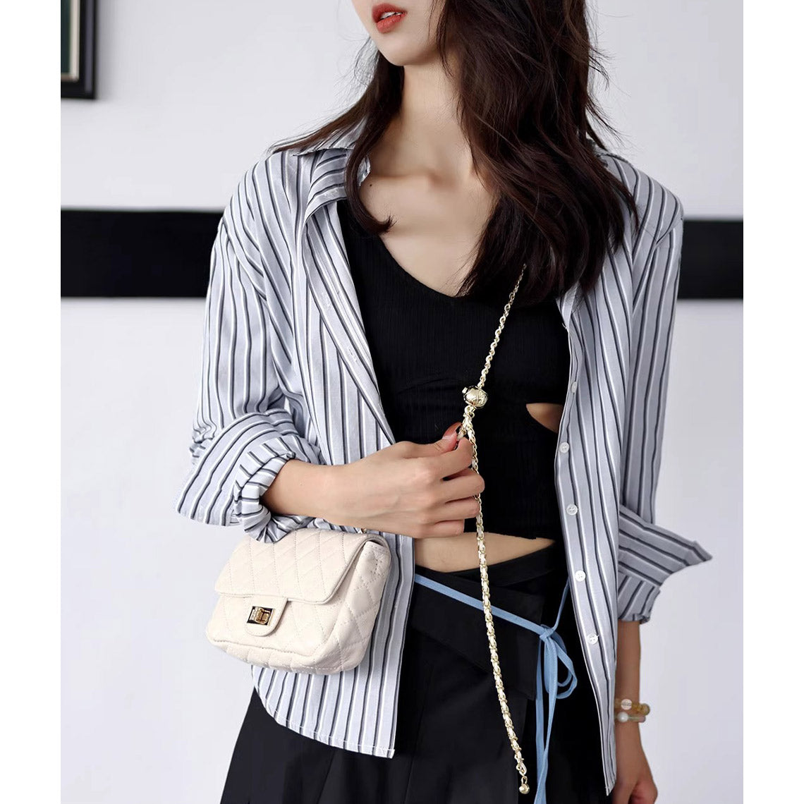 Top Grain Leather Quilted Chain Bag DIY Kit – Creamy White or Black detail image 10