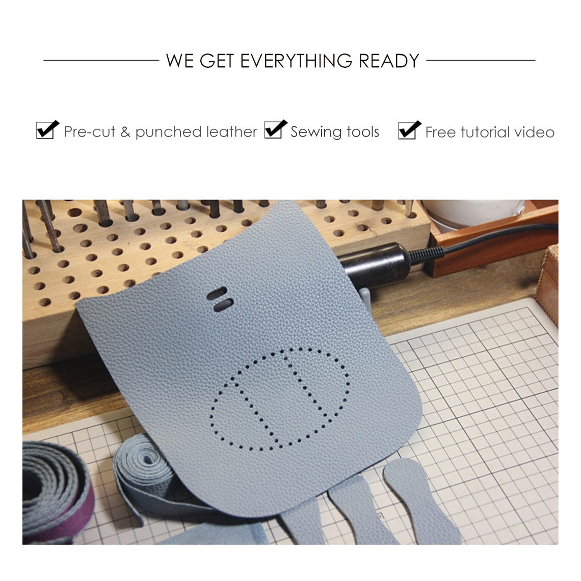 Full Grain Leather Mini Crossbody Bag DIY Kit – Hand-Sewn Leathercraft Project detail image 6