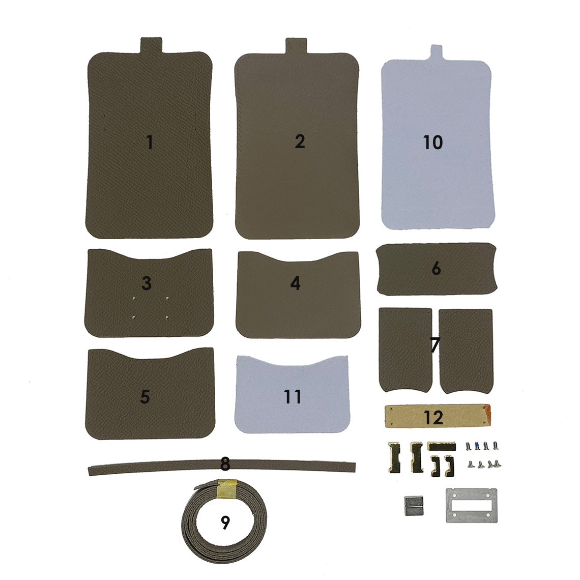 Full Grain Leather Mini Tofu Bag Charm DIY Kit with Pre-Cut Panels detail image 20