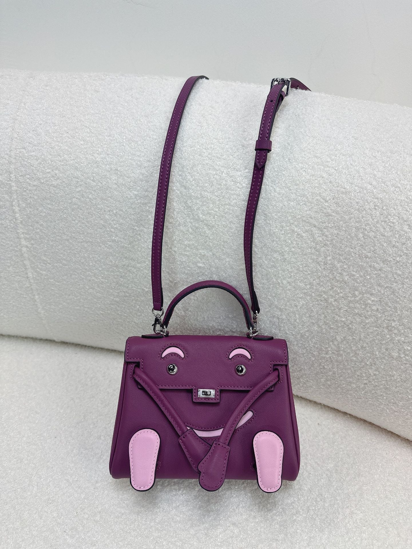 Mini Leather Bag Charm Keychain – Croc-Embossed & Smooth Calfskin, 11 Colors detail image 12