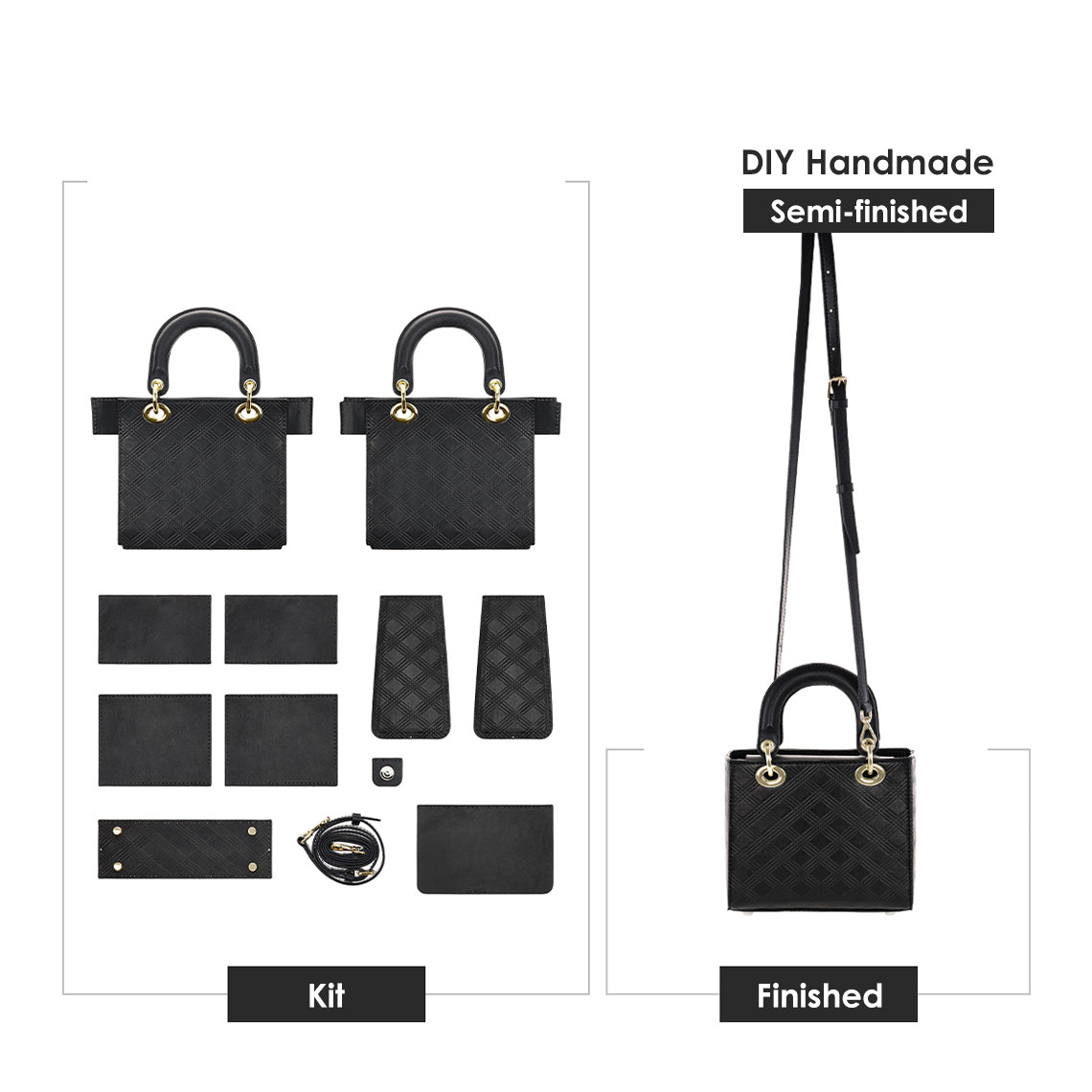 Top Grain Calfskin Leather Lady Handbag DIY Kit with Pre-Cut Pieces product image 1