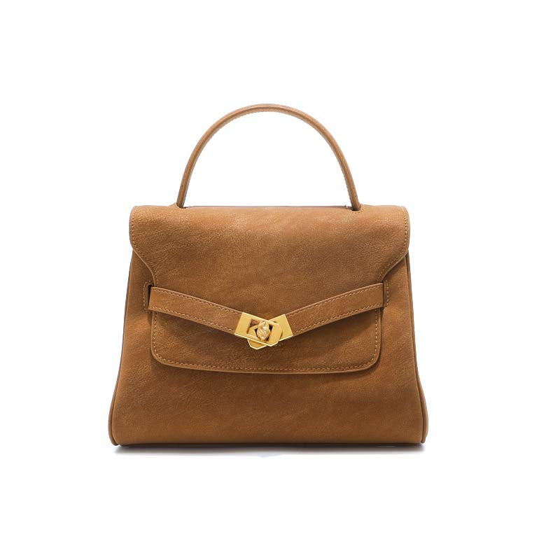 Classic Medium Leather Satchel with Top Handle and Crossbody Strap detail image 2