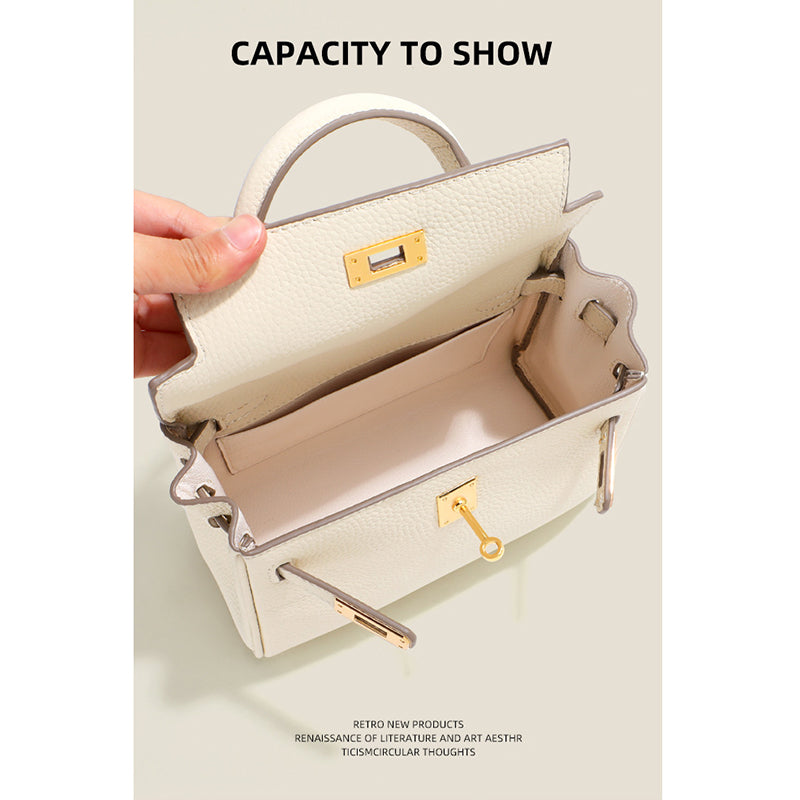Top Grain Leather Mini Top Handle Bag with Crossbody Strap detail image 4