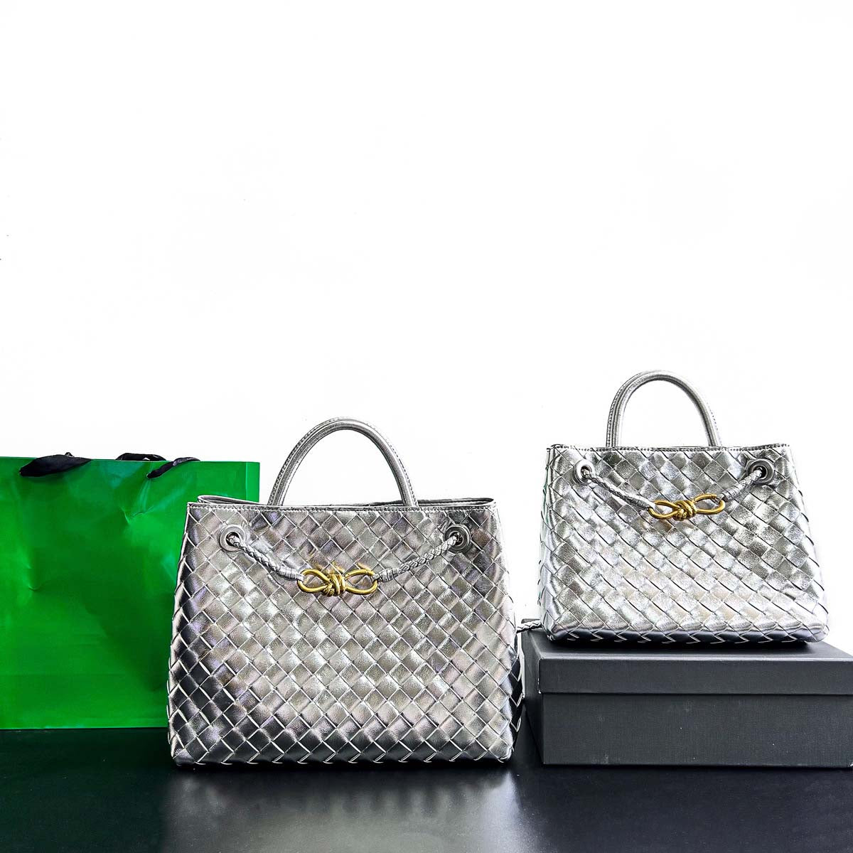 Woven Leather Tote Bag - Retro Knot Shoulder Bag & Handbag detail image 10
