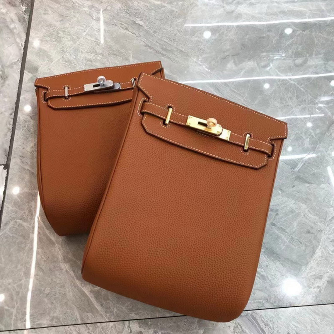 Top Grain Leather Unisex Crossbody Backpack with Turn Lock detail image 3