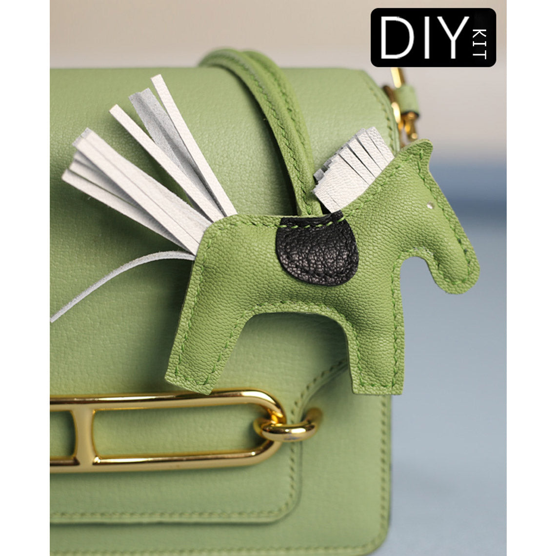 Handsew DIY Horse Bag Charm Kit - Sheep Leather, Pre-Cut & Punched detail image 2