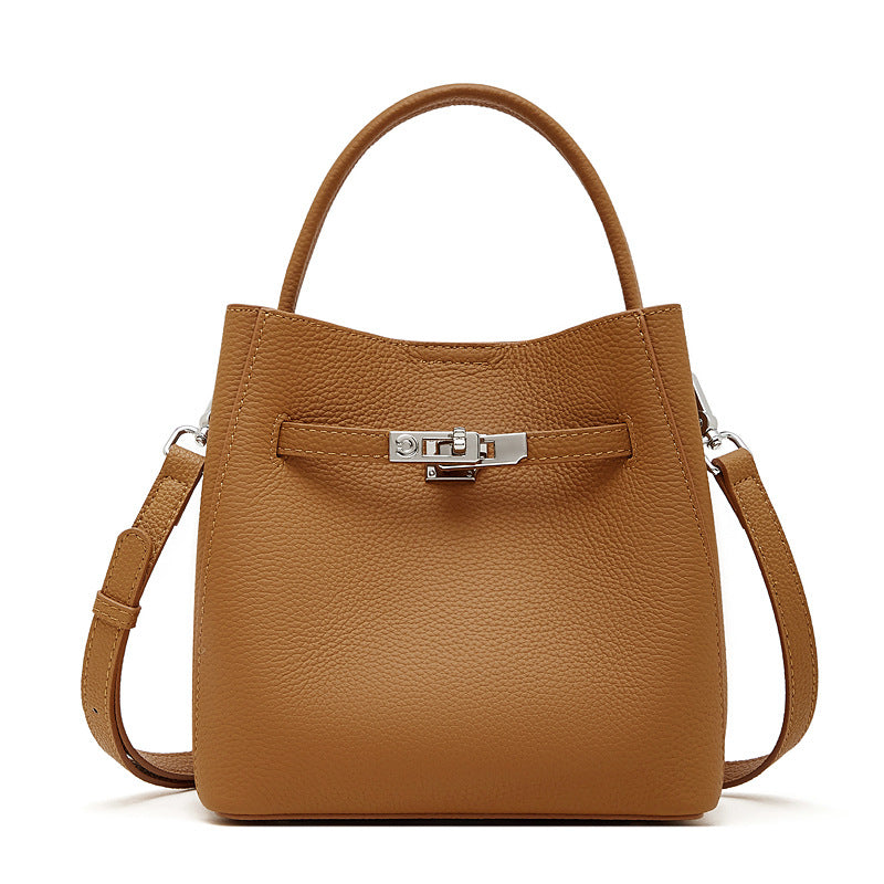Pebbled Grain Leather Basket Bucket Bag detail image 13