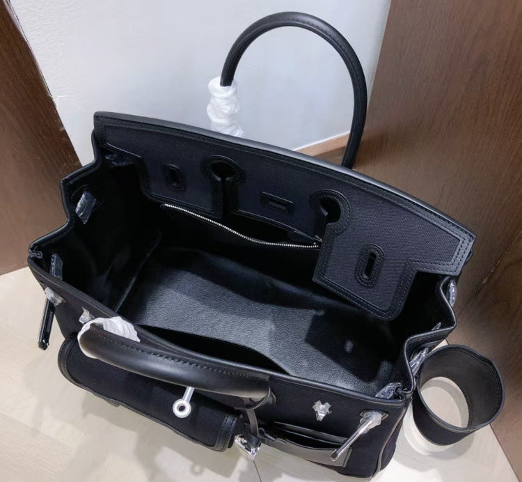 Cargo Top Handle Bag 35cm in Smooth Calfskin and Canvas detail image 18
