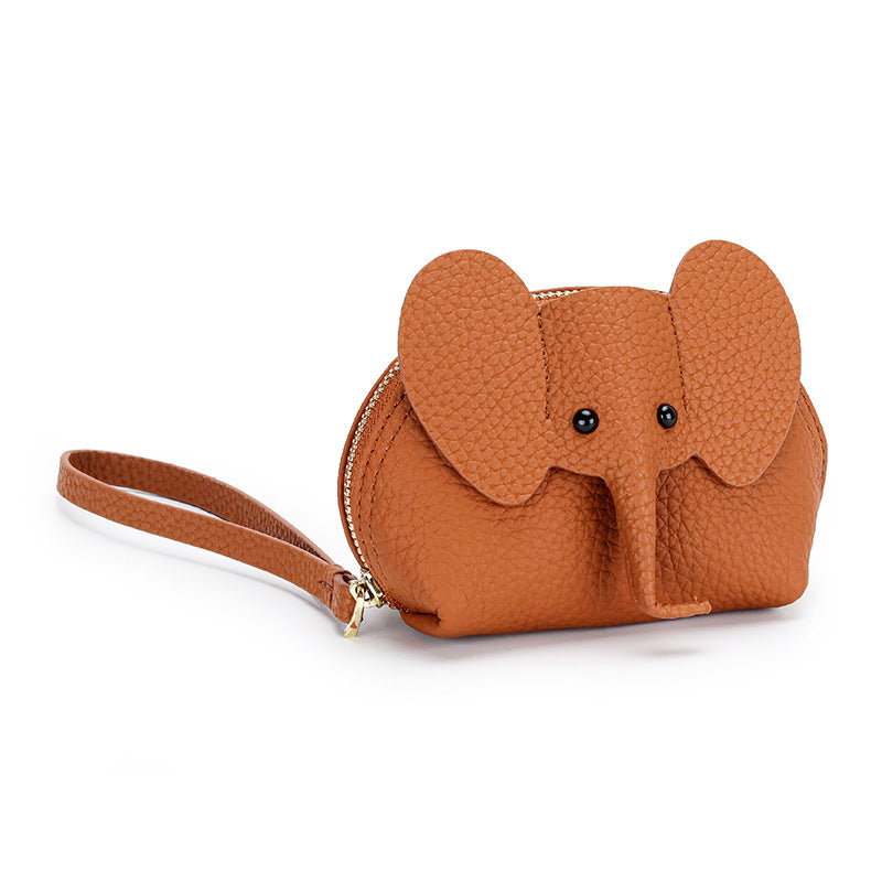Cartoon Elephant Change Purse Top Grain Leather Card Holder detail image 7