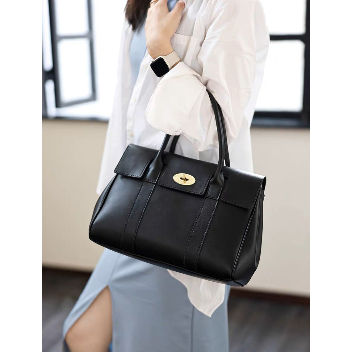 Hand Sewn Leather Work Tote Bag DIY Kit – Pre-Cut & Pre-Punched detail image 1