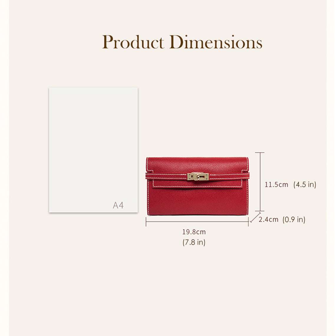 Top Handle Bag & Long Wallet DIY Leather Sewing Kit – Brown, Red, Grey detail image 4