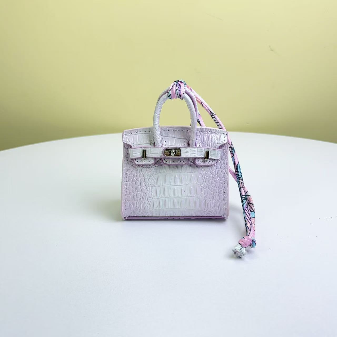 Mini Top Handle Bag Charm in Real Leather – Earphone Case & Keychain detail image 5