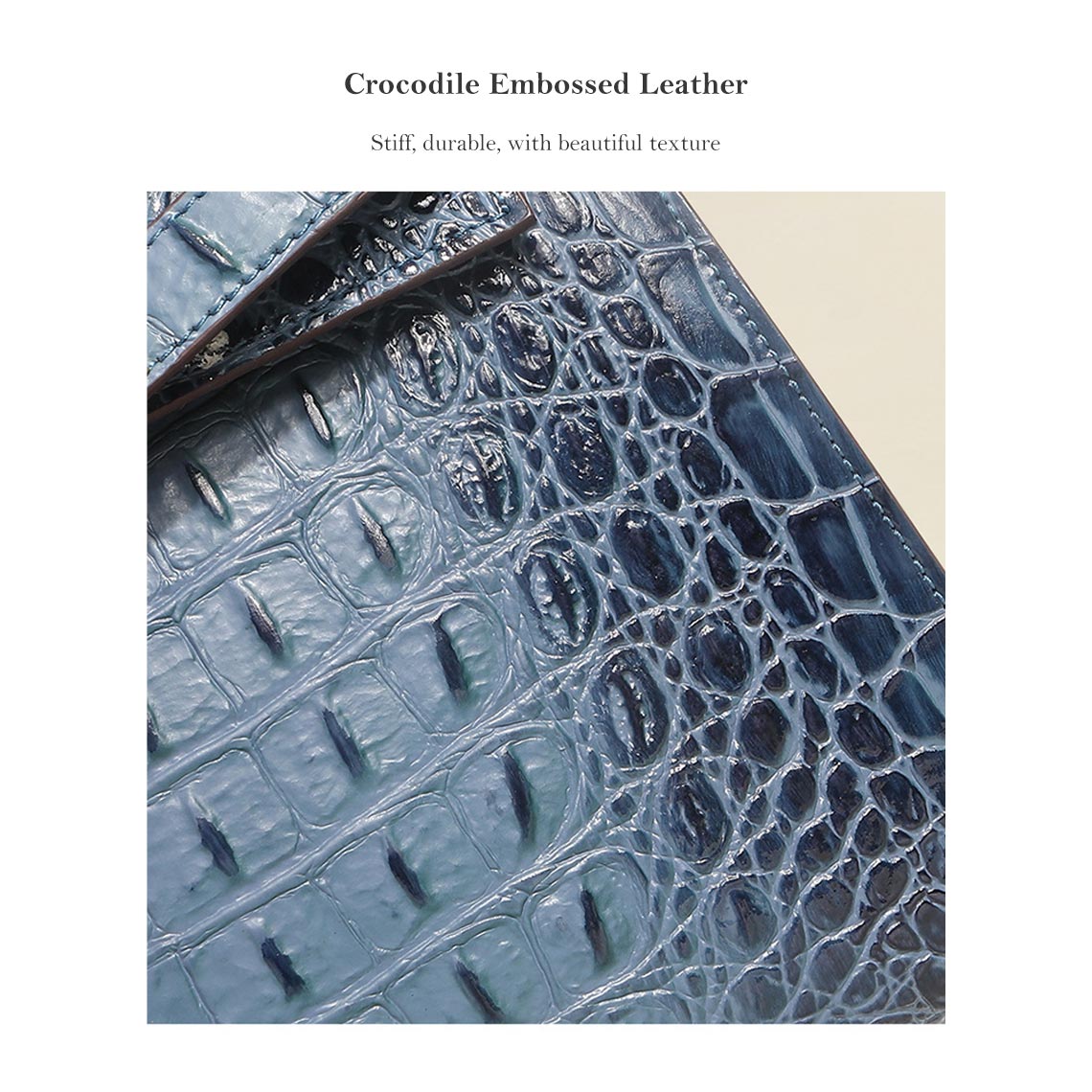 Crocodile Embossed Leather Top Handle Bag with Shoulder Strap detail image 5