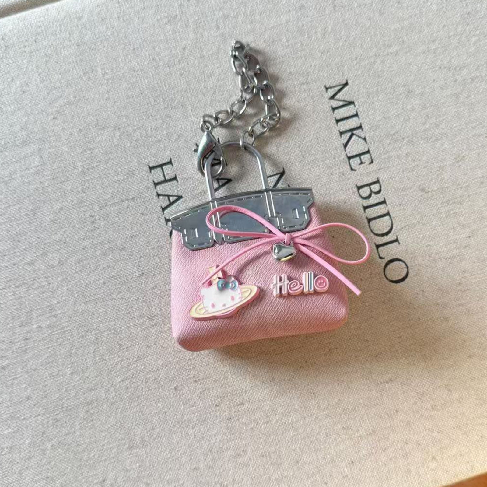 Mini Bag Charm Keychain with Cat Motif – PU Leather, 5.5 x 6.6 cm detail image 8
