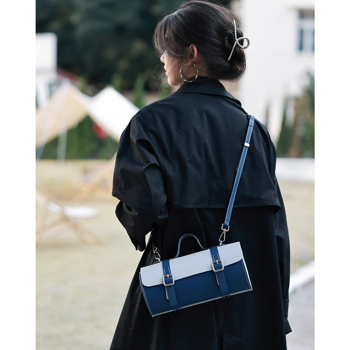 Cylinder Satchel Leather Bag DIY Kit with Top Handle and Crossbody Strap detail image 8