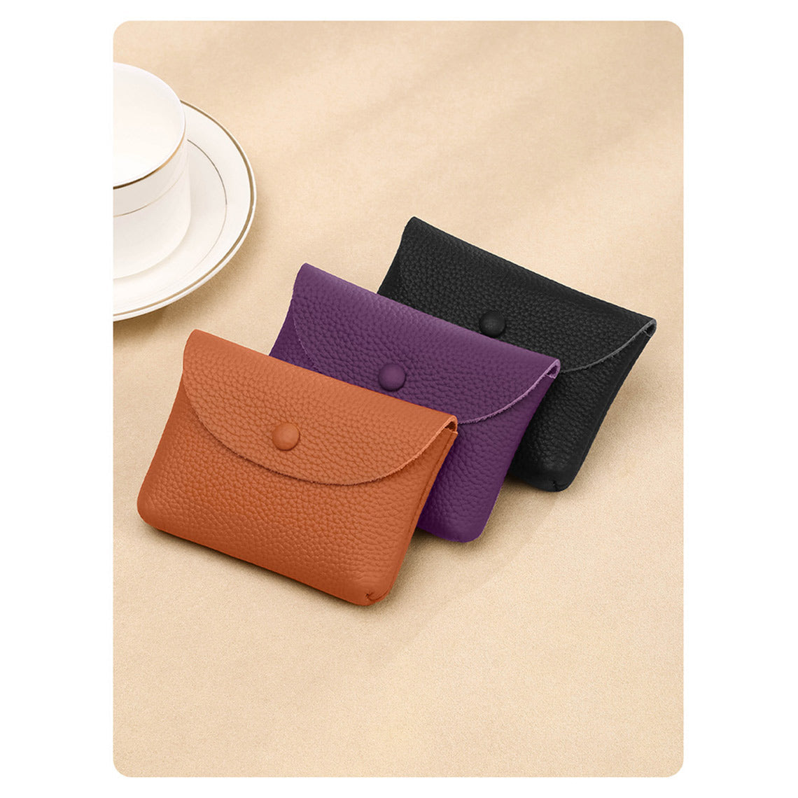 Top Grain Leather Simple Coin Wallet with Card Slots detail image 9