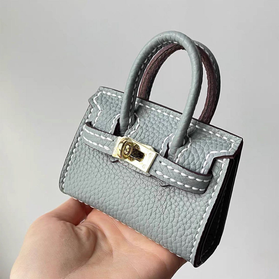 Mini Top Handle Leather Bag Charm DIY Kit – Hand Sewn, Top Grain Leather, 7 Colors detail image 2