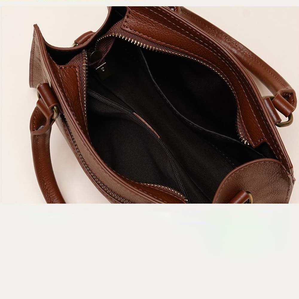 Top-Grain Cowhide French Square Crossbody Bag with Adjustable Strap detail image 3