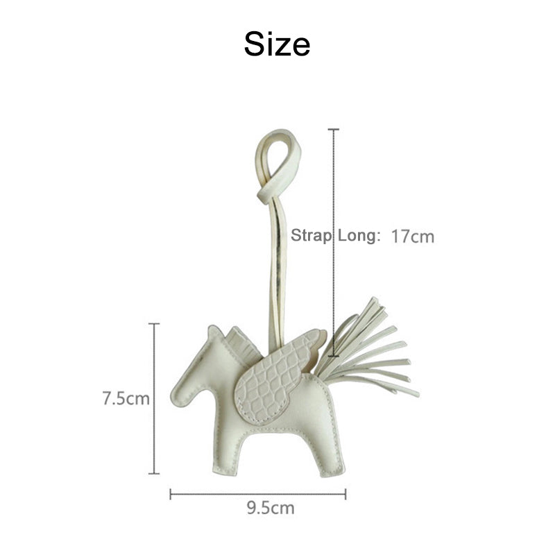 Horse Bag Charm Keychain in Sheepskin with Crocodile Pattern detail image 1