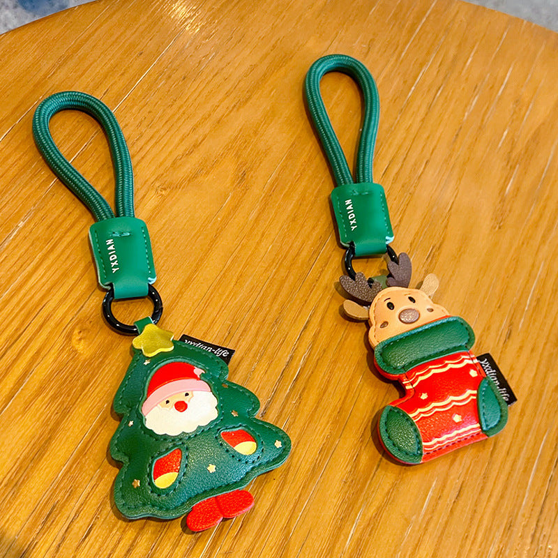 Christmas Santa & Reindeer Vegan Leather Bag Charms with Gift Box (Set of 2) detail image 6