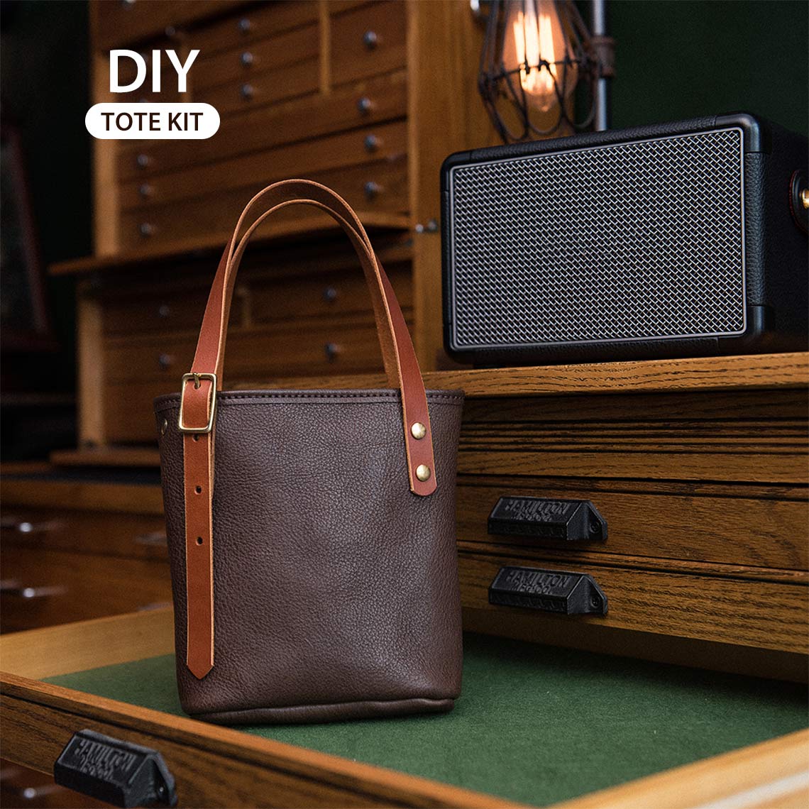 Full Grain Leather Mini Tote Bag DIY Kit – Hand Sewing Craft Project product image 1