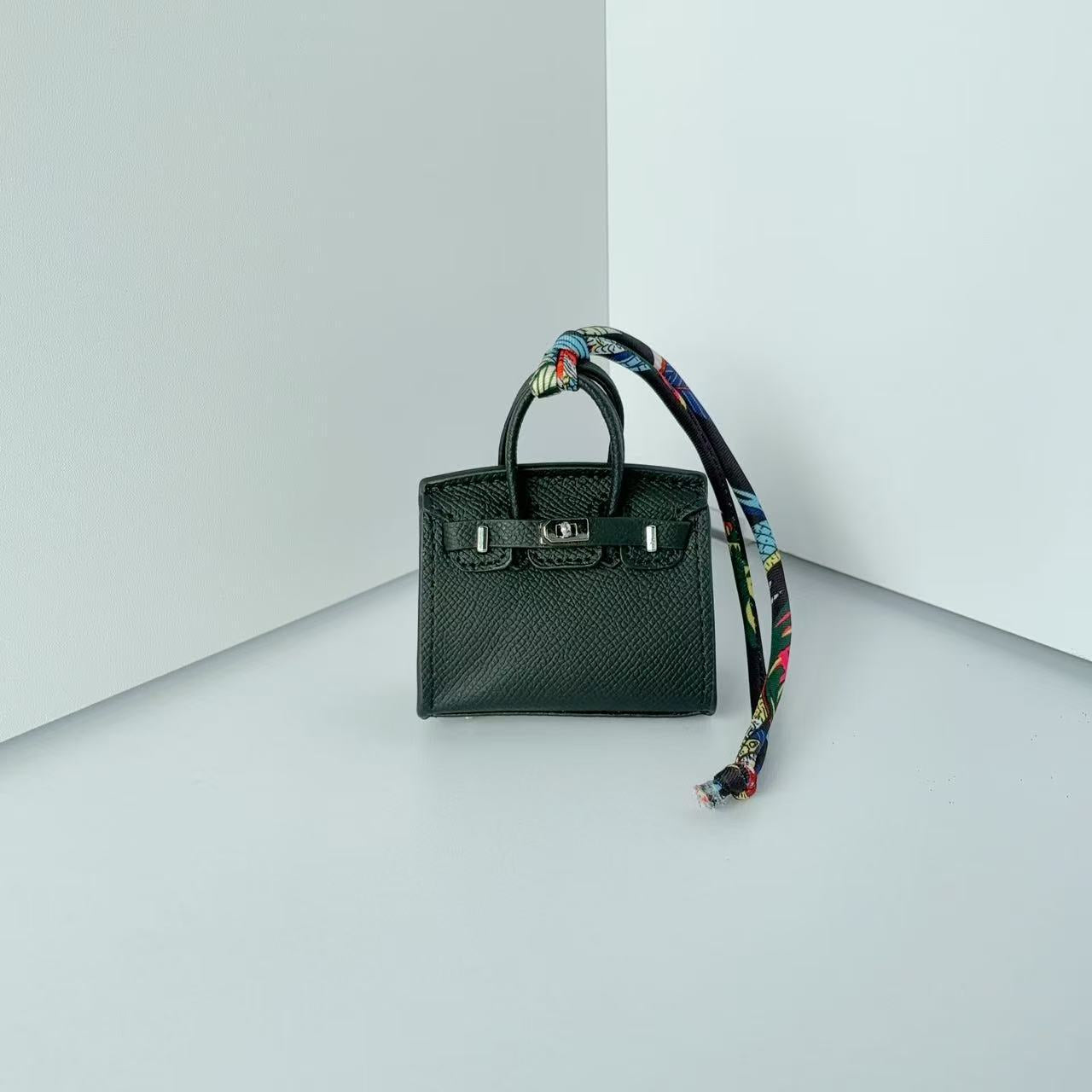 Mini Top Handle Bag Charm Keychain with Earphone Case in PU Leather detail image 8