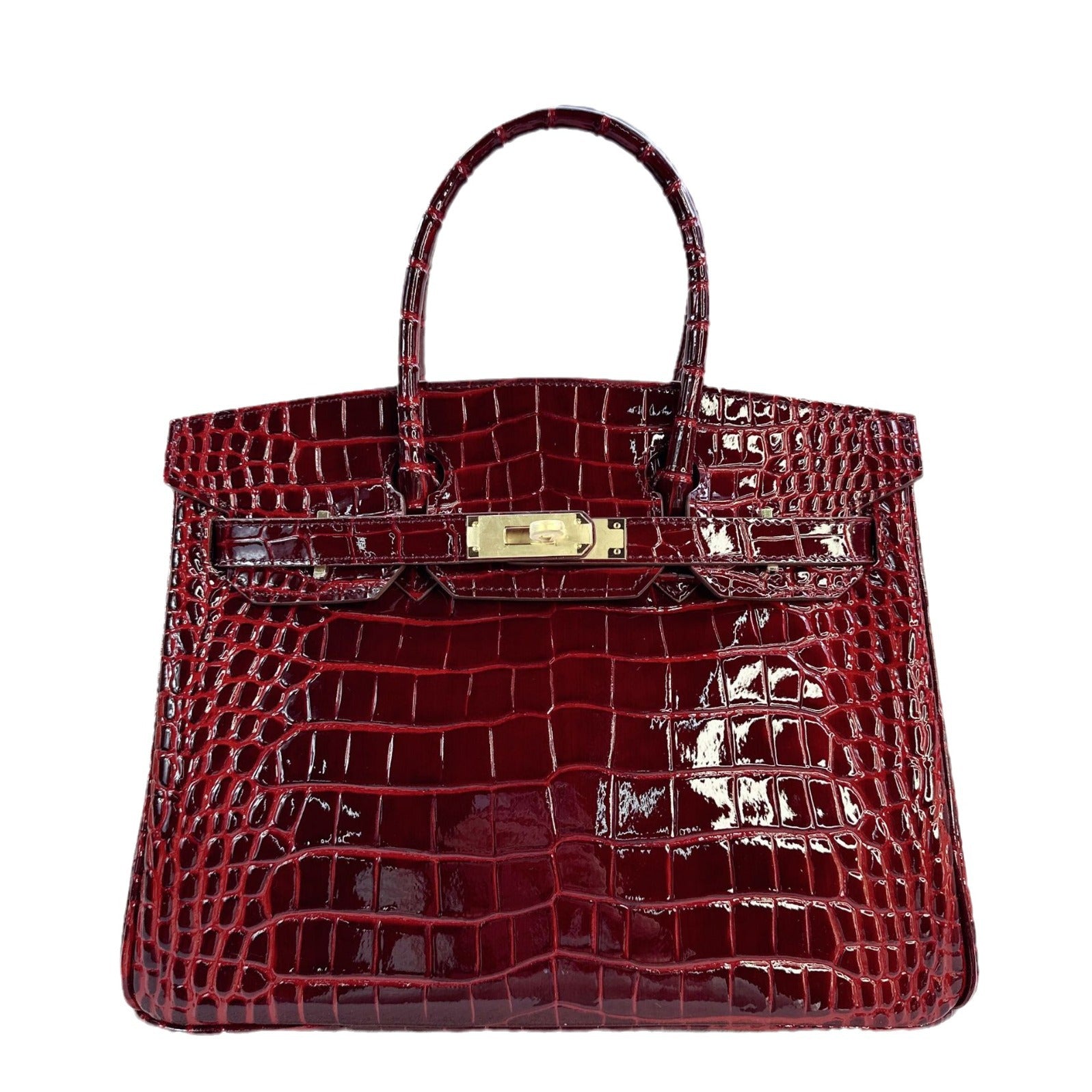 Top Handle Bag with Crocodile Pattern in Genuine Leather, Medium and Large Sizes detail image 5